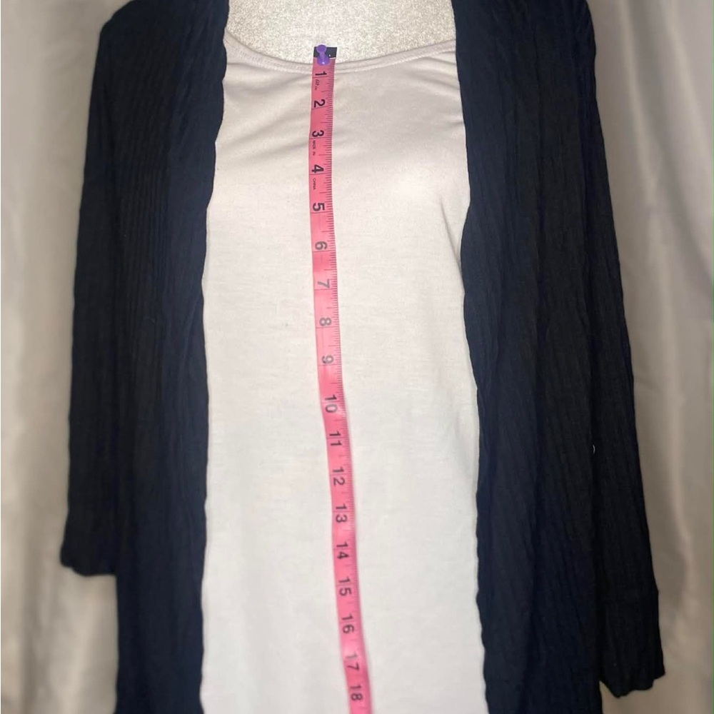 Notations Black Ribbed Open Front Cardigan X - Picture 4 of 6
